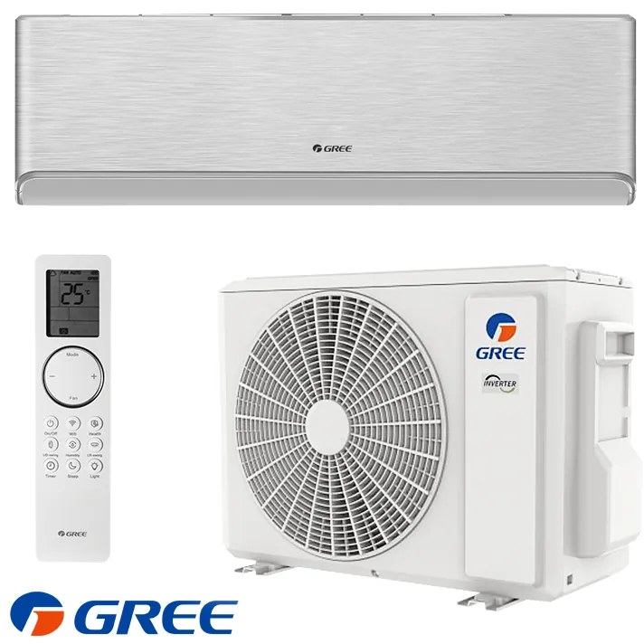 Инверторен климатик Gree Airy GWH24AVEXF-K6DNA1A, 24000 BTU, 48 м2, A+++, Wi-Fi, R-32, Сребрист