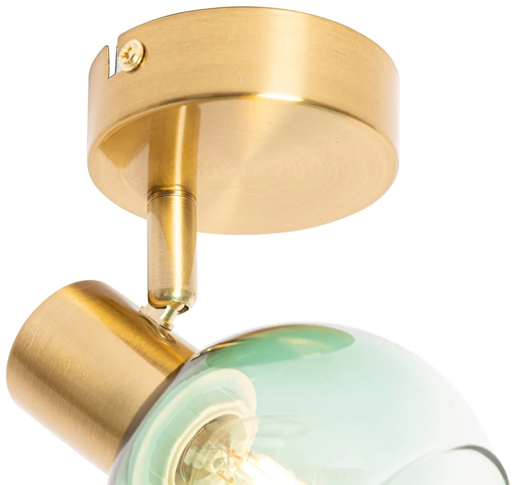 Прожектор в стил Арт Деко златен със зелено стъкло - Vidro