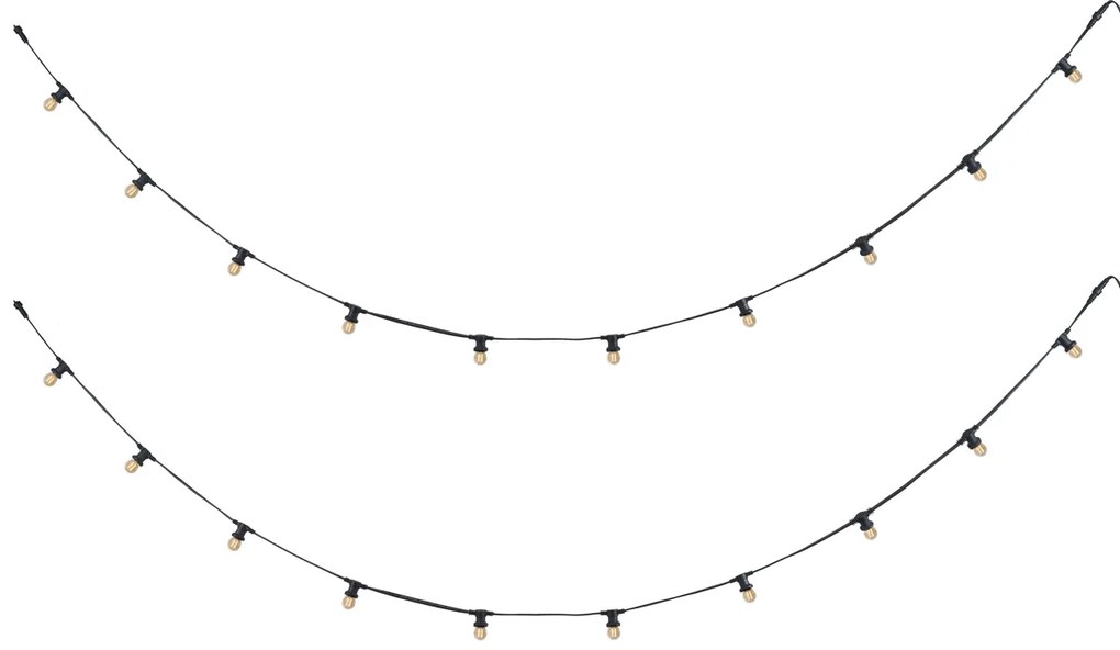 Свързващи се черни гирлянди с щепсел 10 м, вкл. E27 P45 20 лампи IP44 - Lubber