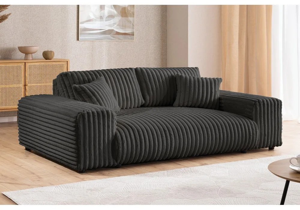 Тъмносив диван от рипсено кадифе 213 cm Justin – Ropez