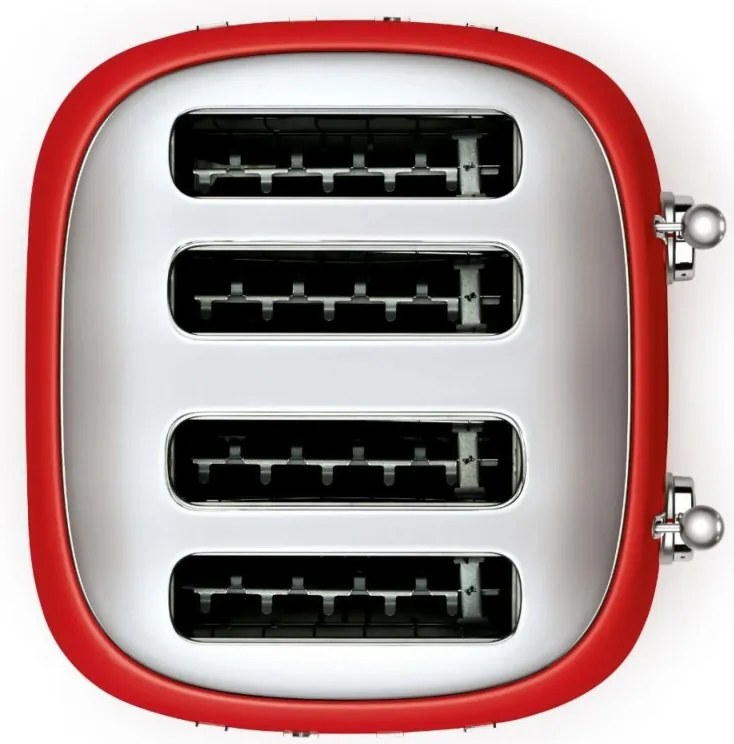 Тостер за хляб SMEG 50's Style TSF03RDEU, 2000W, 4 филии, 6 нива, Тавичка за трохи, Вграден кабел, Неръждаема стомана, Червен