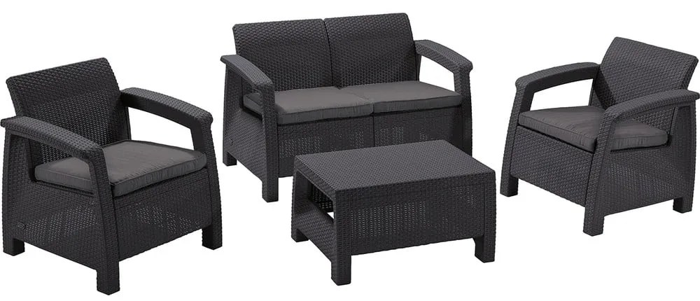 Тъмносив градински комплект за отдих за 4 Corfu – Keter