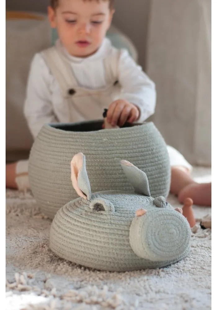 Светлосива текстилна детска кошница за играчки ø 25x30 cm Henry the Hippo – Lorena Canals