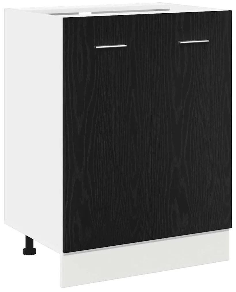 863216 vidaXL Долен шкаф Черен дъб 60x46x81,5 см Инженерна дървесина