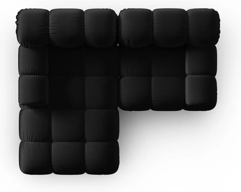 Ъглов диван от черно кадифе (ляв ъгъл) Bellis - Micadoni Home