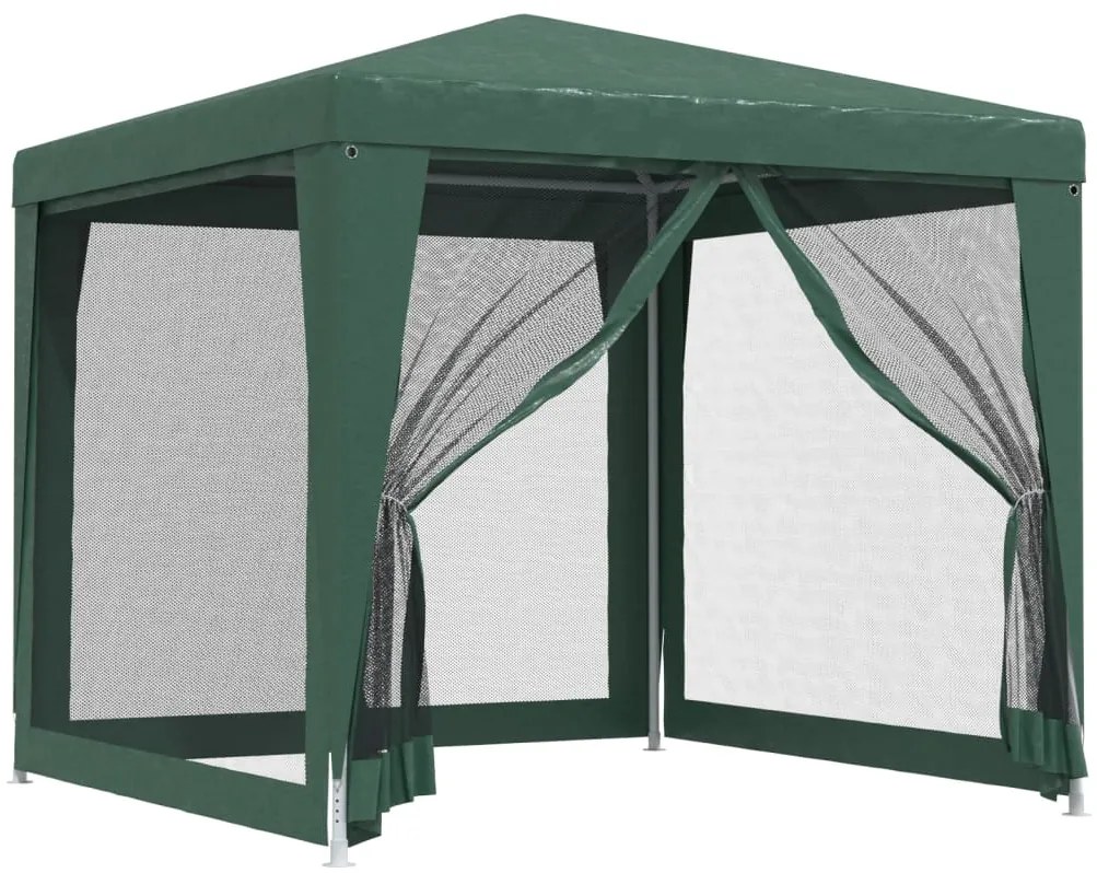 319223 vidaXL Парти палатка с 4 мрежести странични стени зелена 2,5x2,5м HDPE