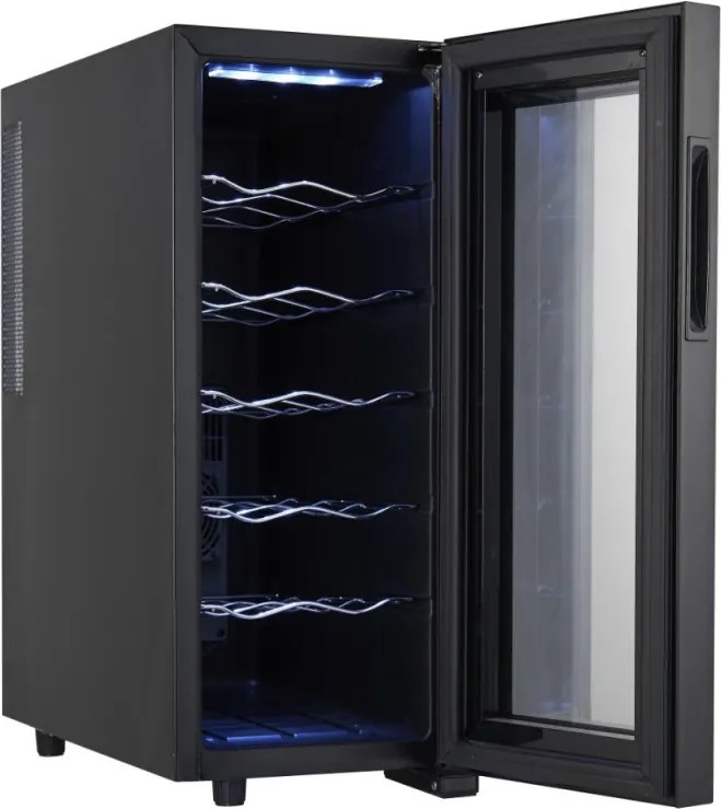 Охладител за вино Adler AD 8083, 33 L, Дигитален, За 12 бутилки, 15-18 C, Черен