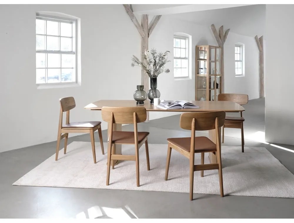 Трапезен стол от имитация на кожа в кафяв и естествен цвят Livo – Unique Furniture