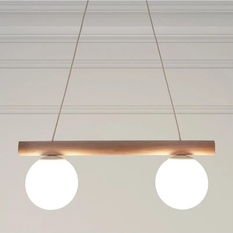 Полилей на кабел WOODSTOCK 2xE27/15W/230V дърво/кремав