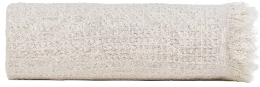Кремаво покривало за легло от рециклиран памук 260x280 cm Honeycomb – Ixia