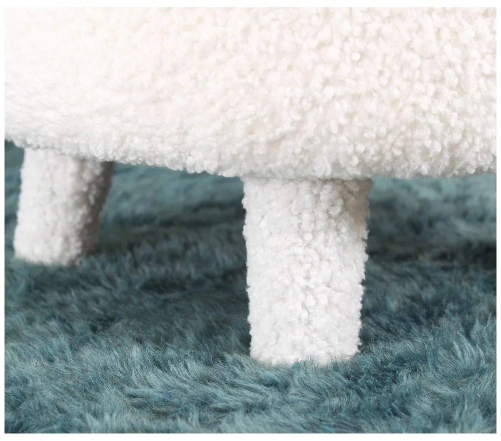 Бял детски фотьойл от плат букле Moouv – Artie