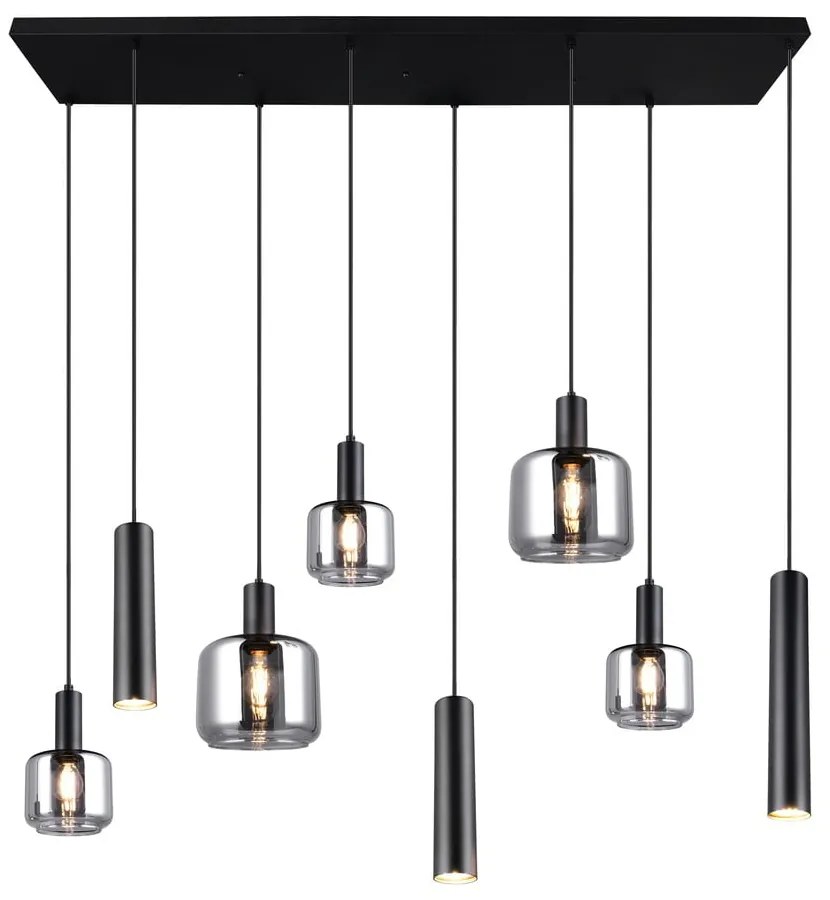 Черно висящо осветително тяло с метален абажур/със стъклен абажур Mataro – Trio