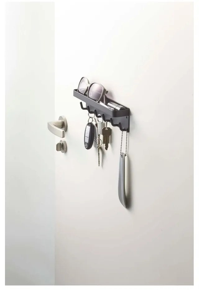 Черен стенен стелаж за ключове с рафт Smart - YAMAZAKI