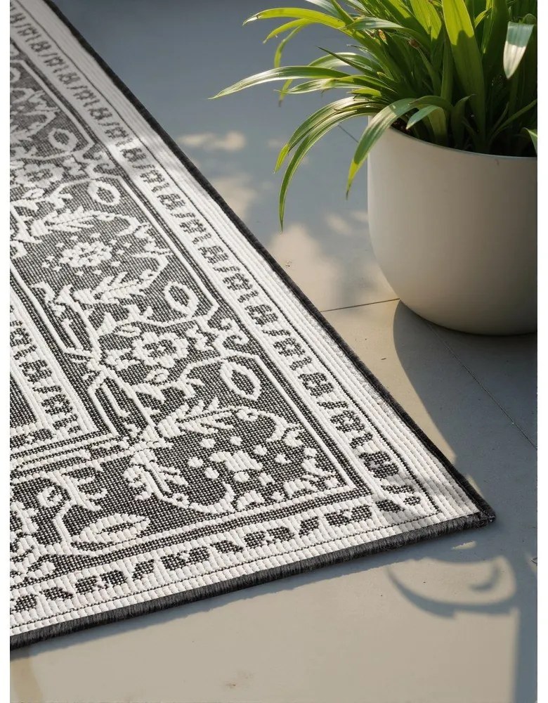 Черно-бял килим за открито и закрито 160x230 cm Duet Kona – NORTHRUGS
