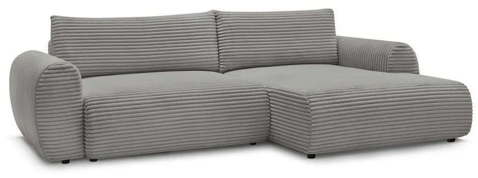 Тъмносив разтегателен ъглов диван от рипсено кадифе (десен ъгъл) Lucien – Bobochic Paris