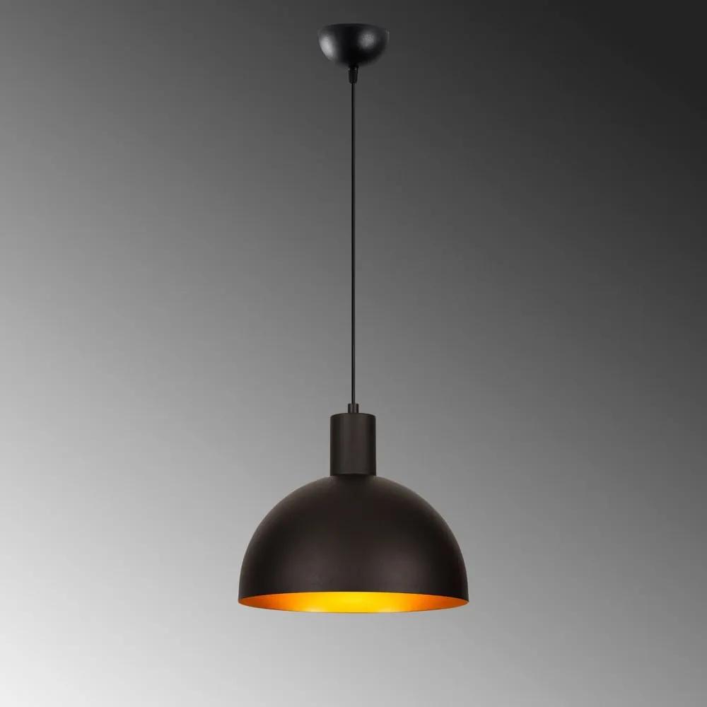 Окачване в черно и златисто с метален абажур ø 30 cm Sivani – Opviq lights