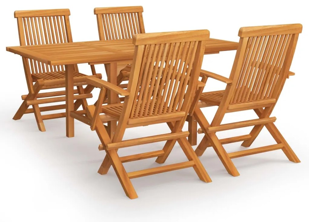 3059595 vidaXL Градински трапезен комплект, 5 части, тиково дърво масив