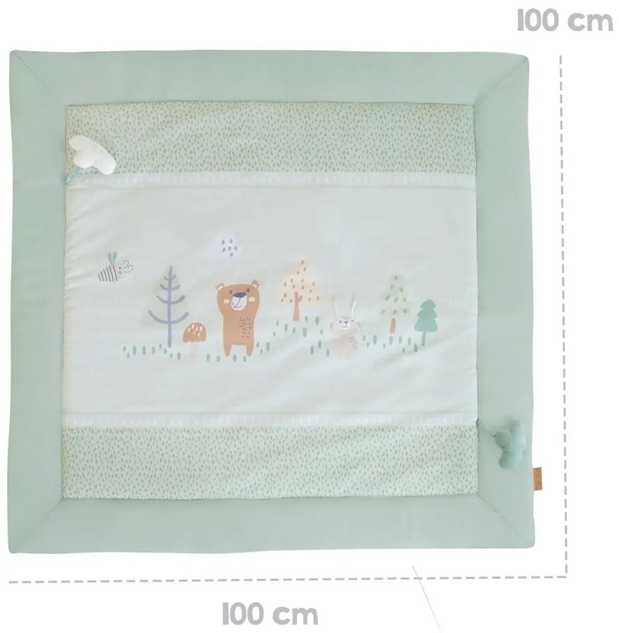 Светлозелено детско килимче за игра 100x100 cm Woodland Buddies – Roba