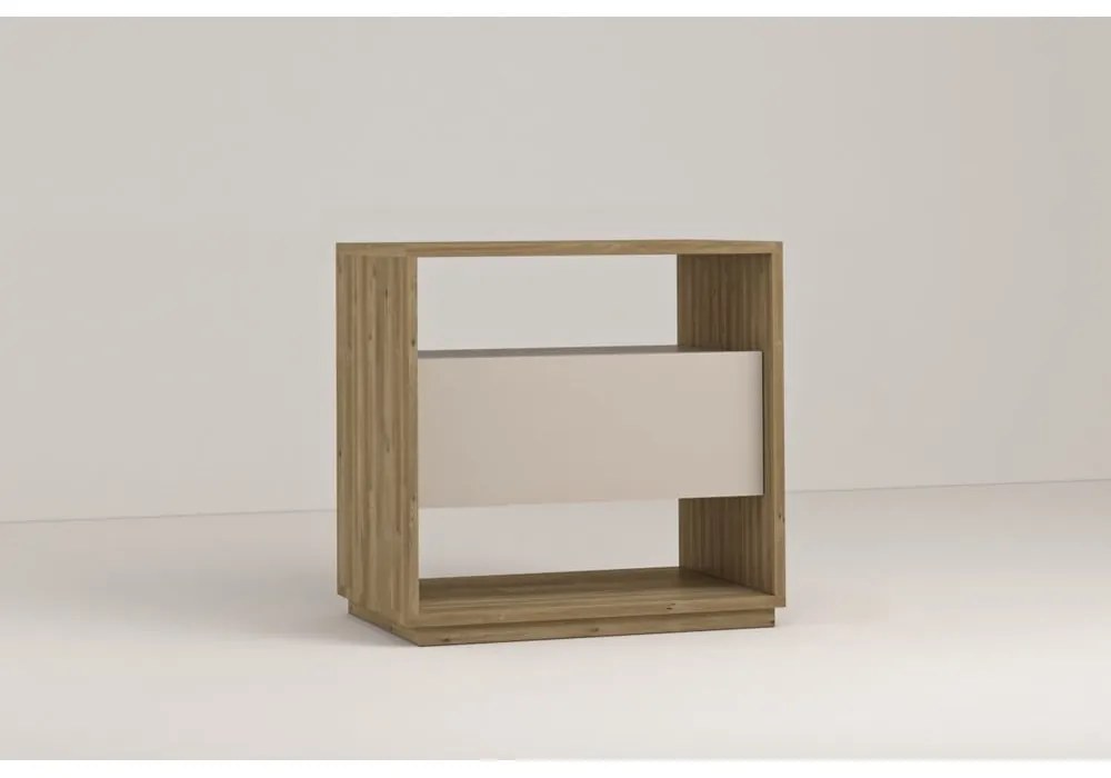 Кремаво/естествено нощно шкафче от декор от дъб Dennis – Marckeric