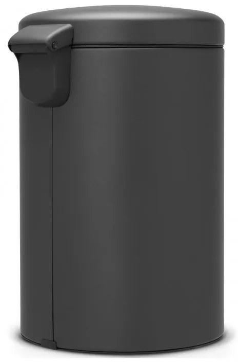 Кош за боклук с педал Brabantia NewIcon 649747, 20 л, Плавно затваряне, Противоплъзгаща основа, Минерално покритие, Тъмносив