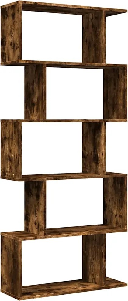 858097 vidaXL Разделител за стая / библиотека 5 нива опушен дъб 70x24x161 см