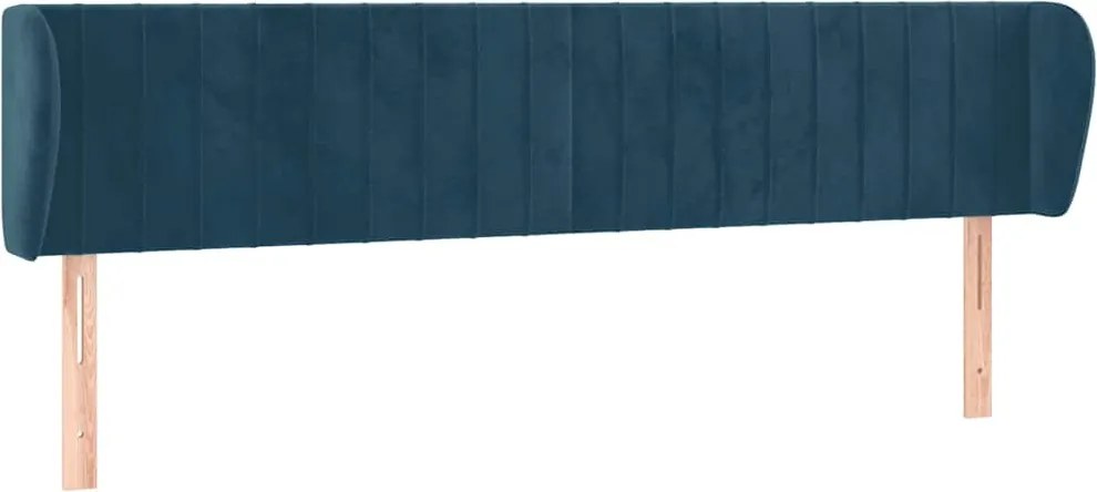 3117452 vidaXL Горна табла за легло с уши, тъмносиня, 203x23x78/88 см, кадифе