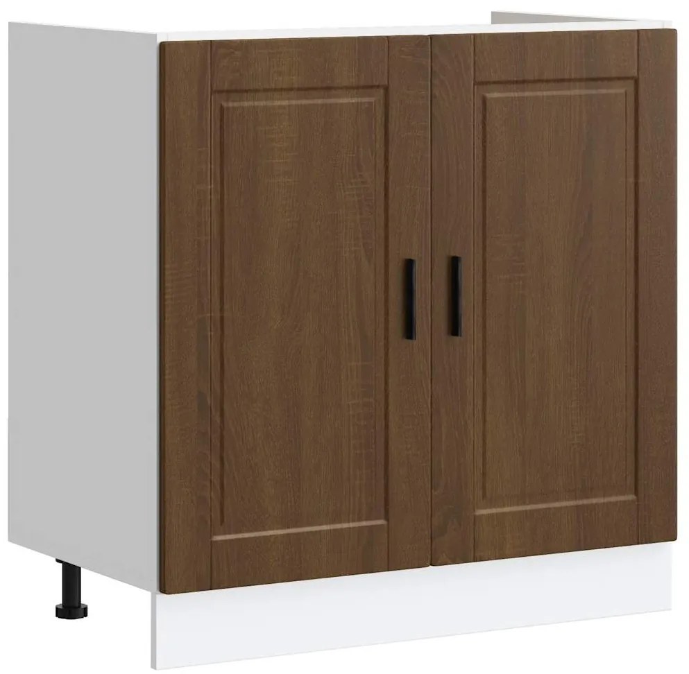 853934 vidaXL Шкаф за мивка, Porto, кафяв дъб, 80x46x81,5 см, инженерно дърво