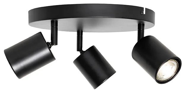 Модерна таванна лампа черна регулируема кръгла 3-светлина - Java