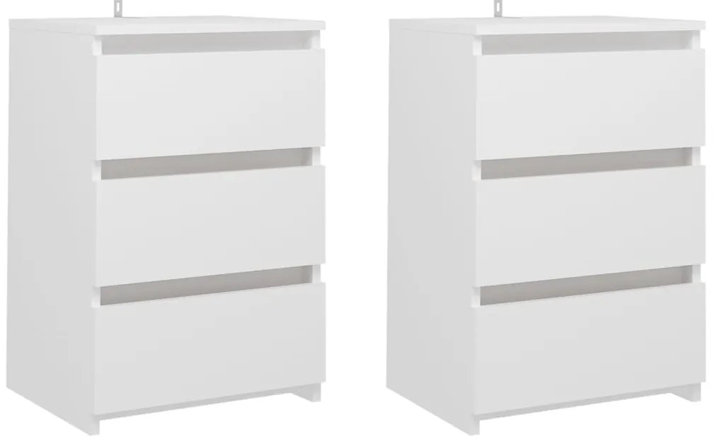 806212 vidaXL Нощни шкафчета, 2 бр, бели, 40x35x62,5 см, инженерно дърво