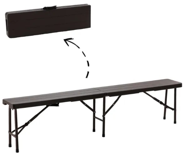 Сгъваема пейка за кетъринг 180 см - кафява