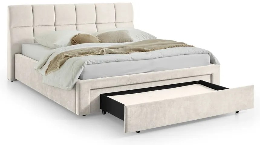 Бежово двойно легло тапицирано без ламелно дъно 180x200 cm Canyon – Meise Möbel