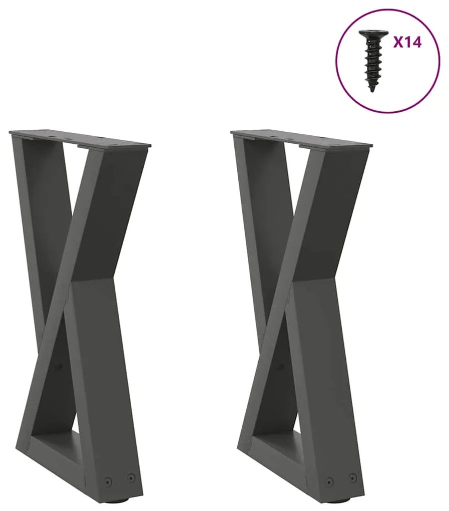 4012698 vidaXL Крака за масичка за кафе, 2 бр., антрацит, 28 x (42-43,3) см, стомана