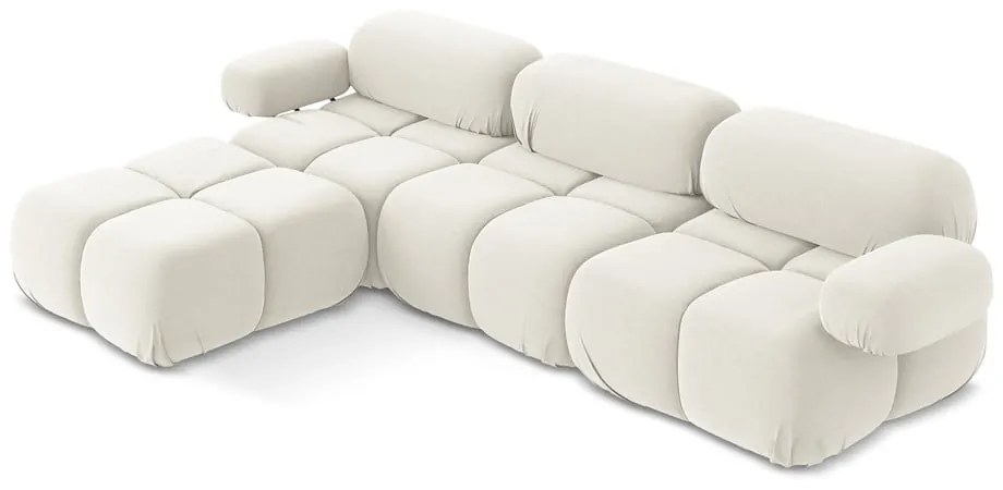 Бял кадифен модулен ъглов диван Lokua – Makamii