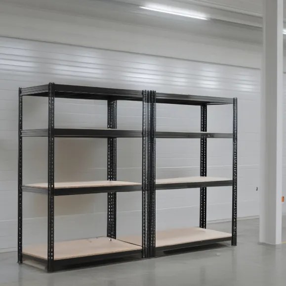 Стелаж за съхранение в черно с 4 рафта 180 x 120 x 60 cm