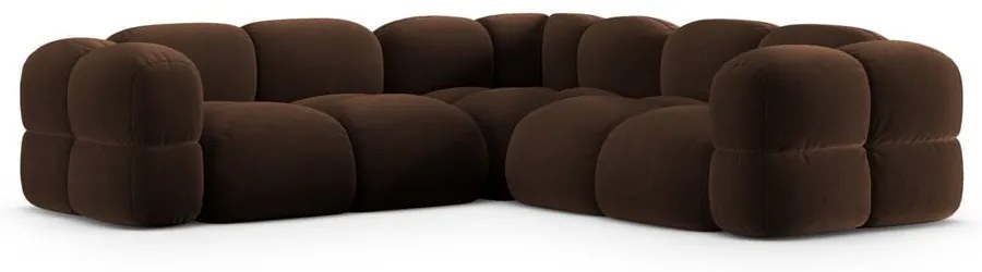 Тъмнокафяв кадифен ъглов диван Loretto – Cosmopolitan Design