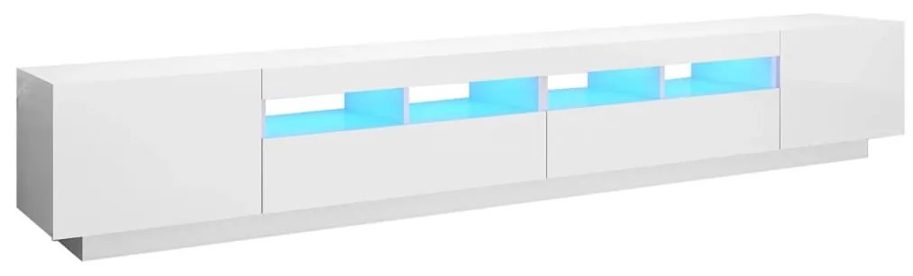 3081921 vidaXL ТВ шкаф с LED осветление, бял гланц, 260x35x40 см