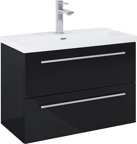 Шкаф Kwadro Glossy black, 815 х 395 mm, база с две чекмеджета и умивалник