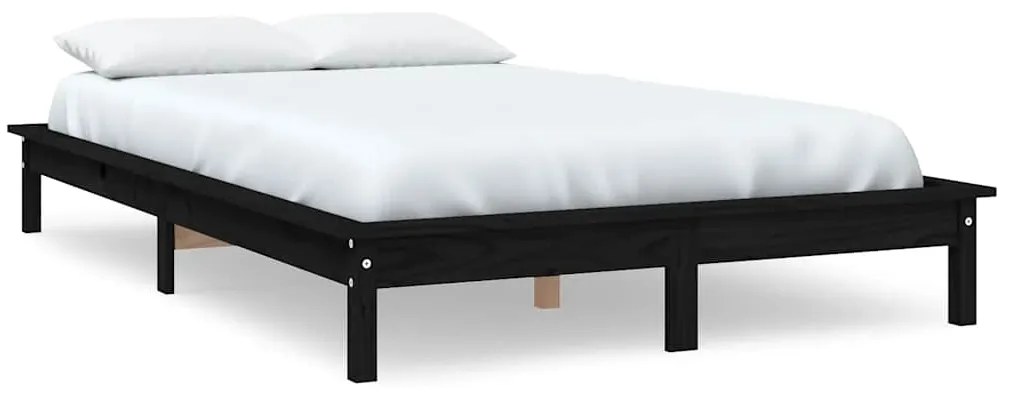 820540 vidaXL Рамка за легло, черна, бор масив, 120х200 см