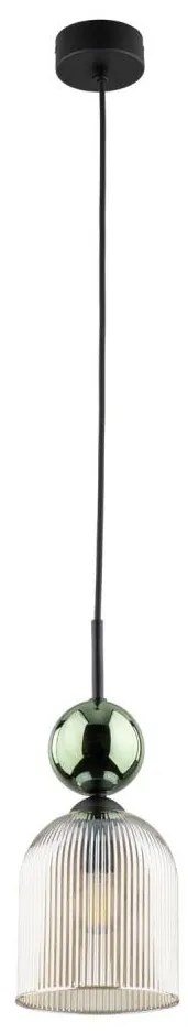 Полилей на кабел SOPHIA 1xE14/10W/230V черно/зелено/опушено бежово