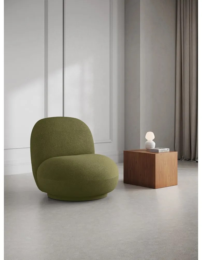 Зелено кресло от плат букле Chuck – Micadoni Home