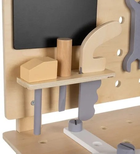 Дървена работна маса с инструменти за малки майстори