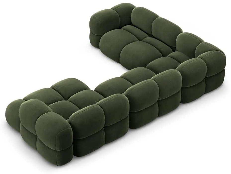 Зелен кадифен ъглов диван (ляв ъгъл/U форма) Loretto – Cosmopolitan Design