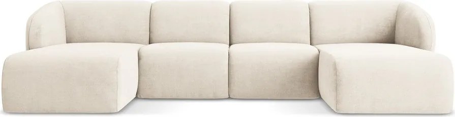 Бежов шенилов ъглов диван (U форма) Lani – Makamii