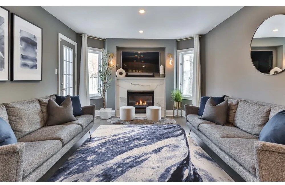 Син вълнен килим 200x300 cm Albo - Agnella