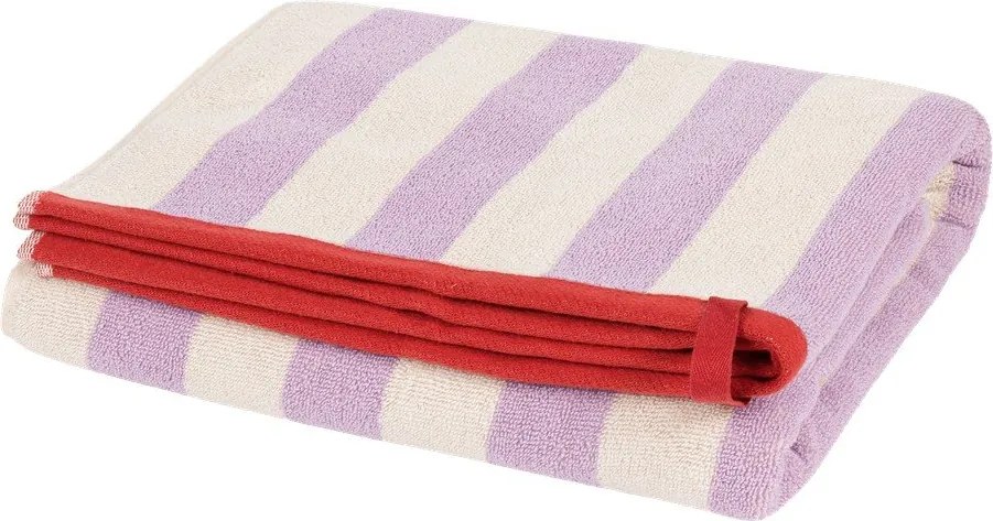 Памучна хавлиена кърпа от тери в цвят лавандула/кремава 70x140 cm Gobo – noo.ma