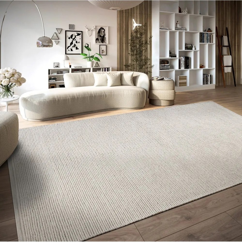 Бял ръчно изработен вълнен килим 60x90 cm Francois – Villeroy&Boch