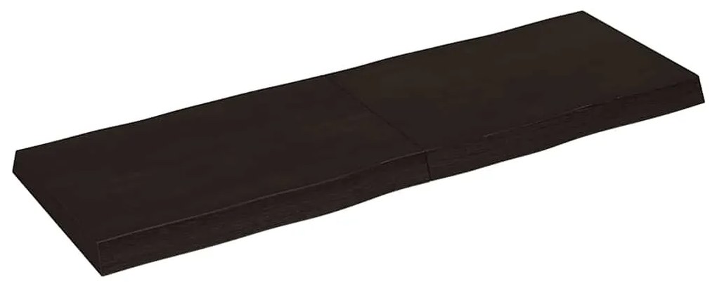 364023 vidaXL Плот за маса тъмнокафяв 120x40x(2-6) см обработен масивен дъб