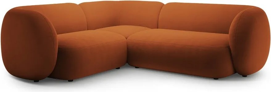 Теракотен кадифен ъглов диван (ляв ъгъл/L форма) Kate – Micadoni