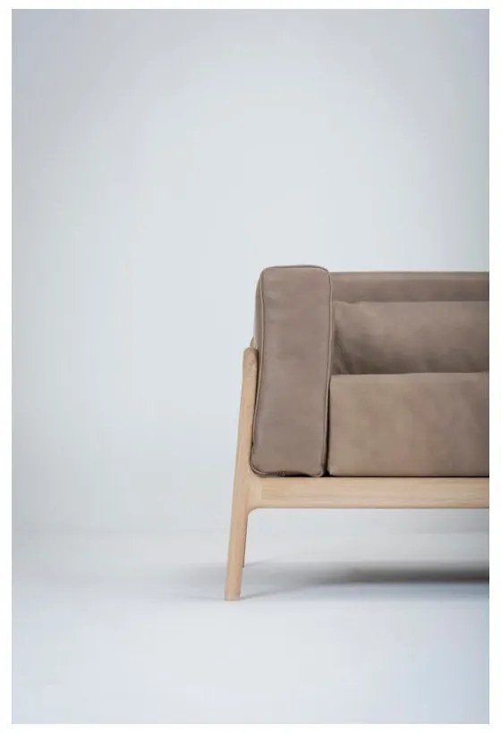 Светлокафяв диван от биволска кожа с масивна дъбова конструкция , 210 см Fawn - Gazzda