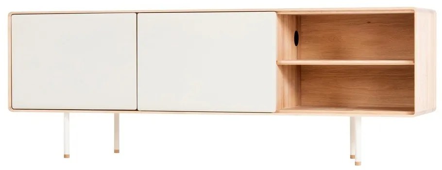 Бяла/естествена маса за телевизор от масивен дъб 180x64 cm Fina – Gazzda
